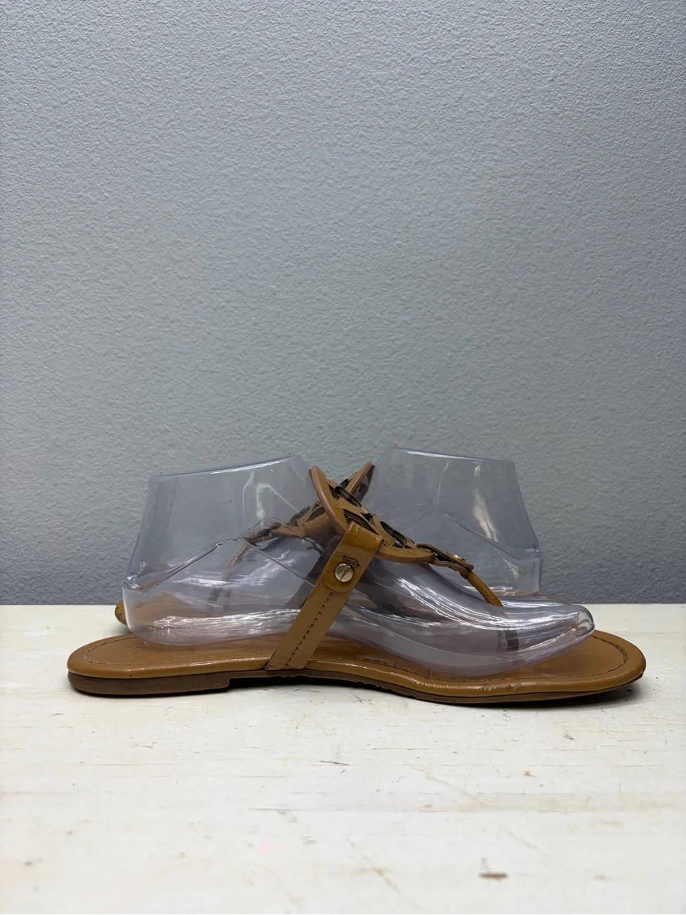 Tory Burch Brown Patent Leather Miller Sandals Size 8.5